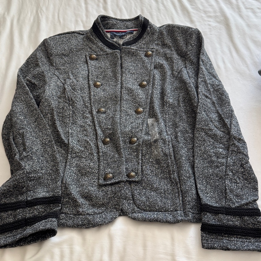 Tommy Hilfiger Gray Pea Coat Classic Design
